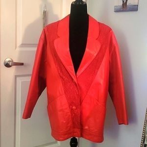 Vintage Red Leather Coat